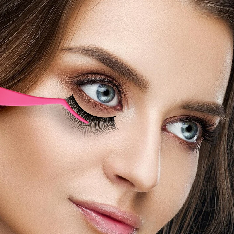 Custom Logo Rose Gold Pink Gradient Curved Stainless Steel Eyelash Applicator Tool Diy Cluster Lash Tweezers For Lash Extension