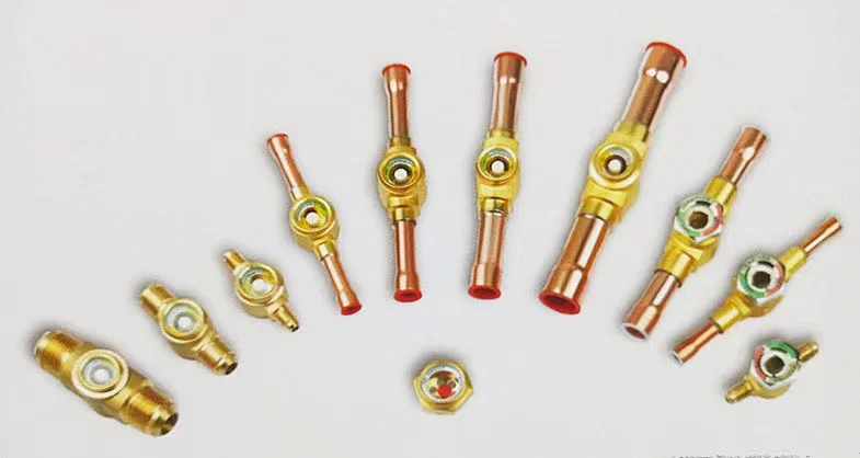 Low MOQ Refrigeration Air-conditioning brass Sight Glass with nuts. clear window easy to see