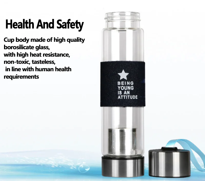 Glass water bottle bpa free, filter glass bottle, drink bottle