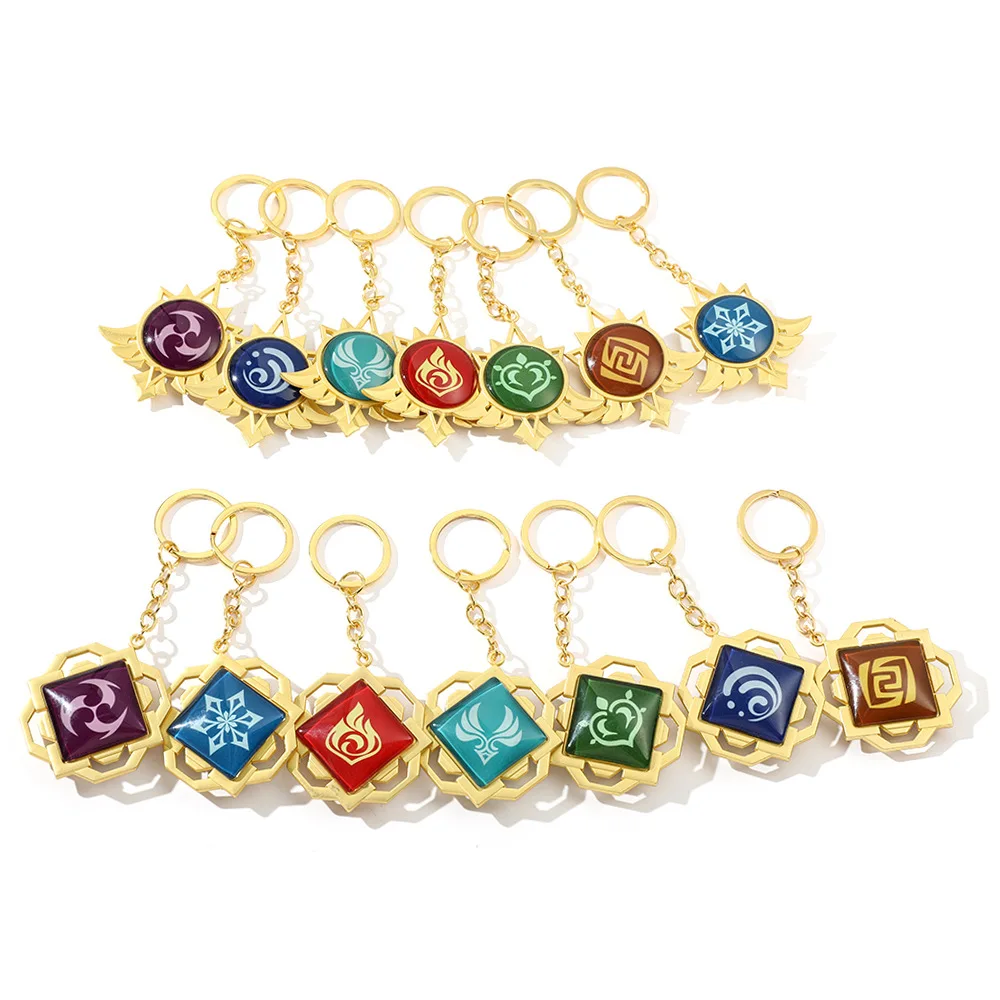 Wholesale Custom Keychain Luminous 7 Element Weapons Eye Game Genshin Impact Original God Toy Key Ring