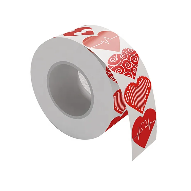 New Style Customized 1.5 Inch 38mm Roll Self-adhesive Red Heart I Love You Valentine Decorative Sticker