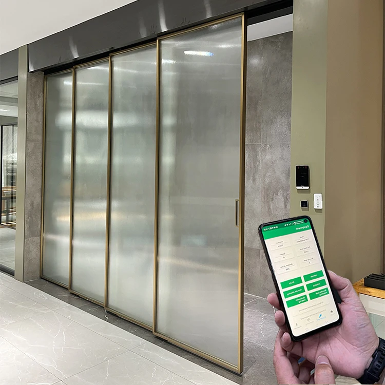 HDSAFE automatic sliding door sensor remote control house door soft closing telescopic smart glass automatic sliding door system