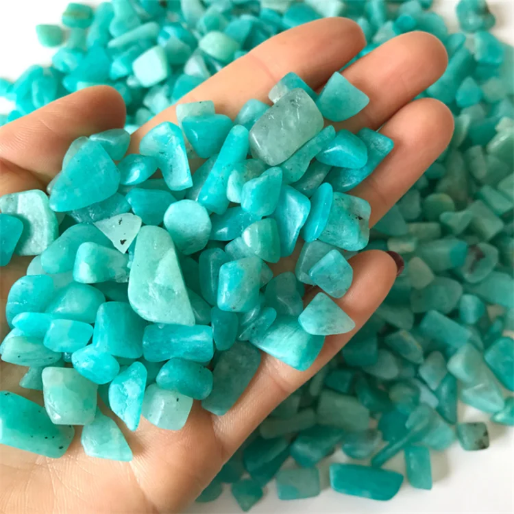 High Quality Polished Amazonite Tumbled Gravel Stones Home Decoration Customized Logo Love Gemstone Feng Shui Blue Love Lights
