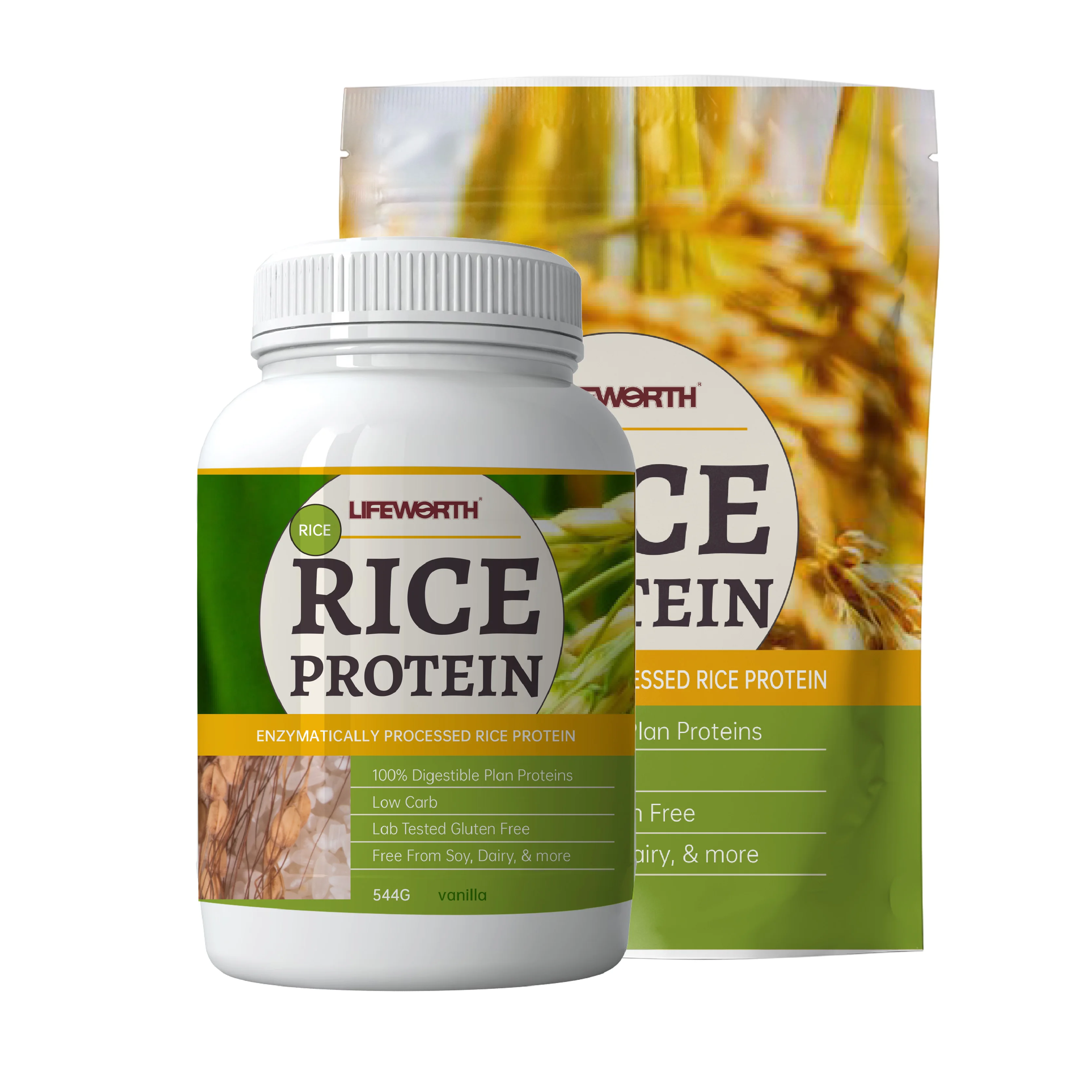 lifeworth healthcare conventional hydrolyzed rice protein powder pre workout sport nutrition