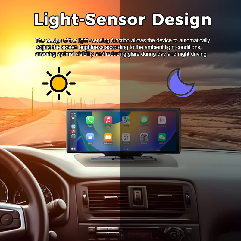 Portable 10.26 inch Wireless CarPlay Android Auto Touch Screen FM Transmit With Rear View Camera