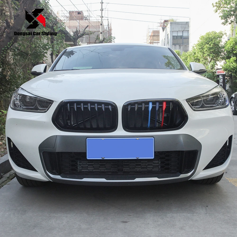 For BMW X2 F39 Upgrade ABS Single Slat M Color Front Bumper Kidney Center Grill Mesh Grille 2016+