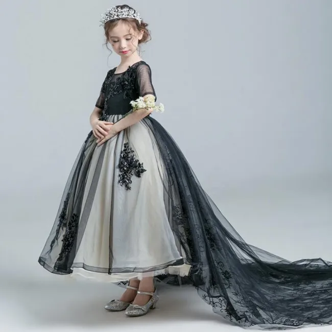 Newest Children Short Sleeves Girls Ball Gown Special Back Short Sleeves Girls Ball Gown