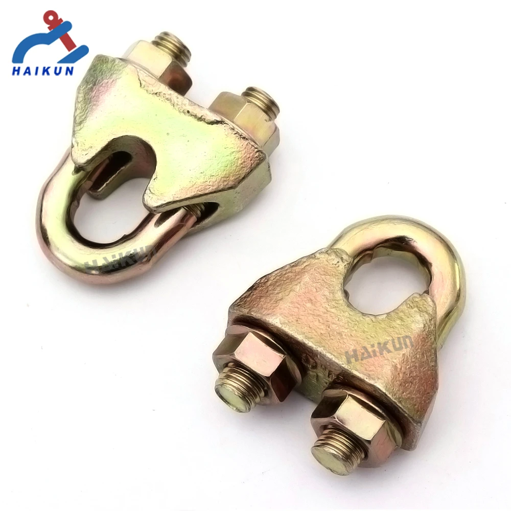 Steel Wire Rope Fastener Fittings Yellow Zinc Plated Galvanized DIN1142 Malleable Wire Rope Clips