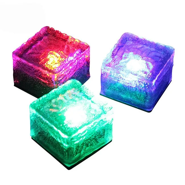 
Outdoor Rgb White Glass Solar Powered Led Ice Brick Light, Waterproof Solar Buried Light 