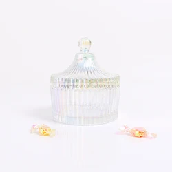 Светлые радужные стеклянные банки для конфет 12 унций 13 унций со стеклянной крышкой для изготовления свечей