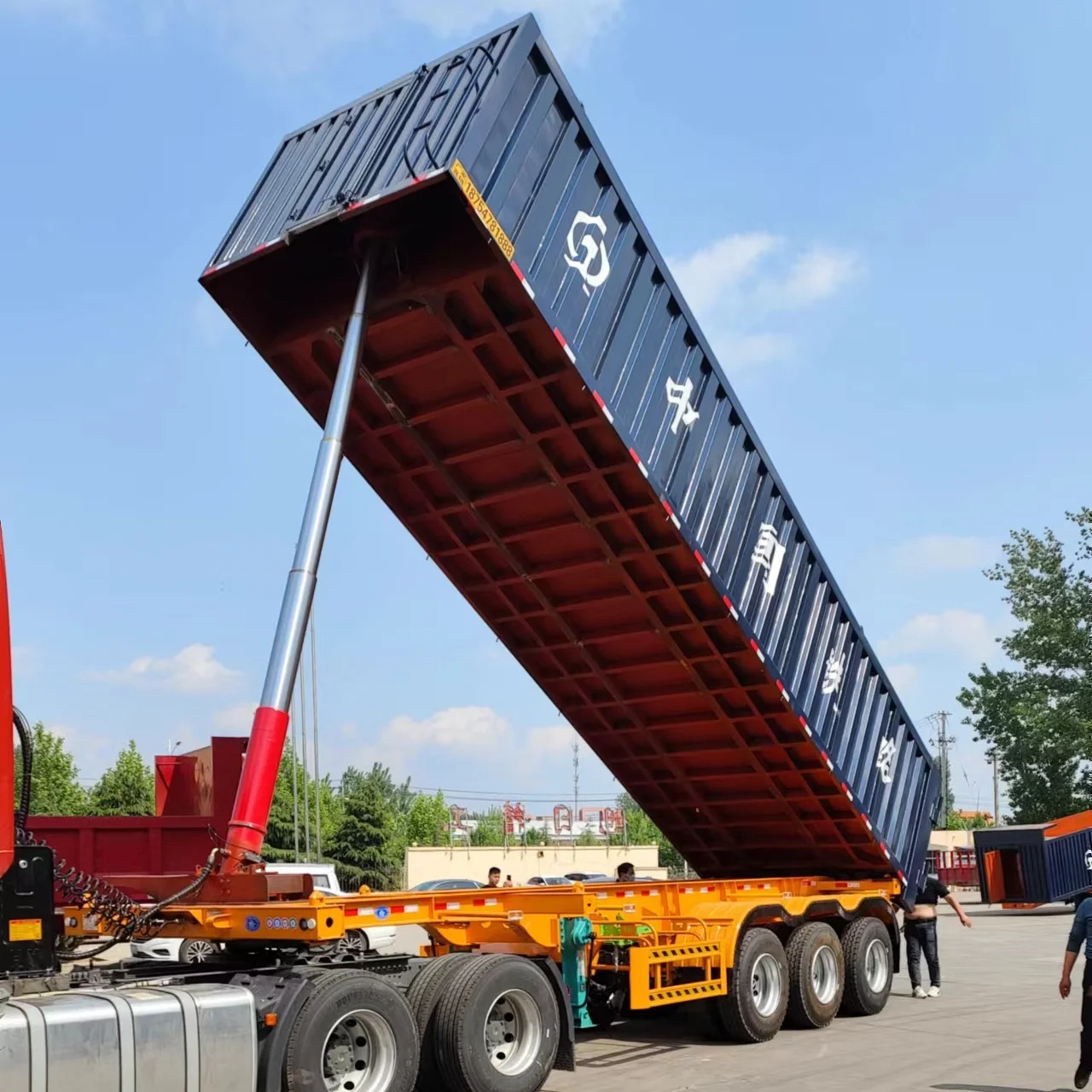 High quality rear dump semi-trailer/rollover trailer made in China factory /20 years of factory manufacturing experience