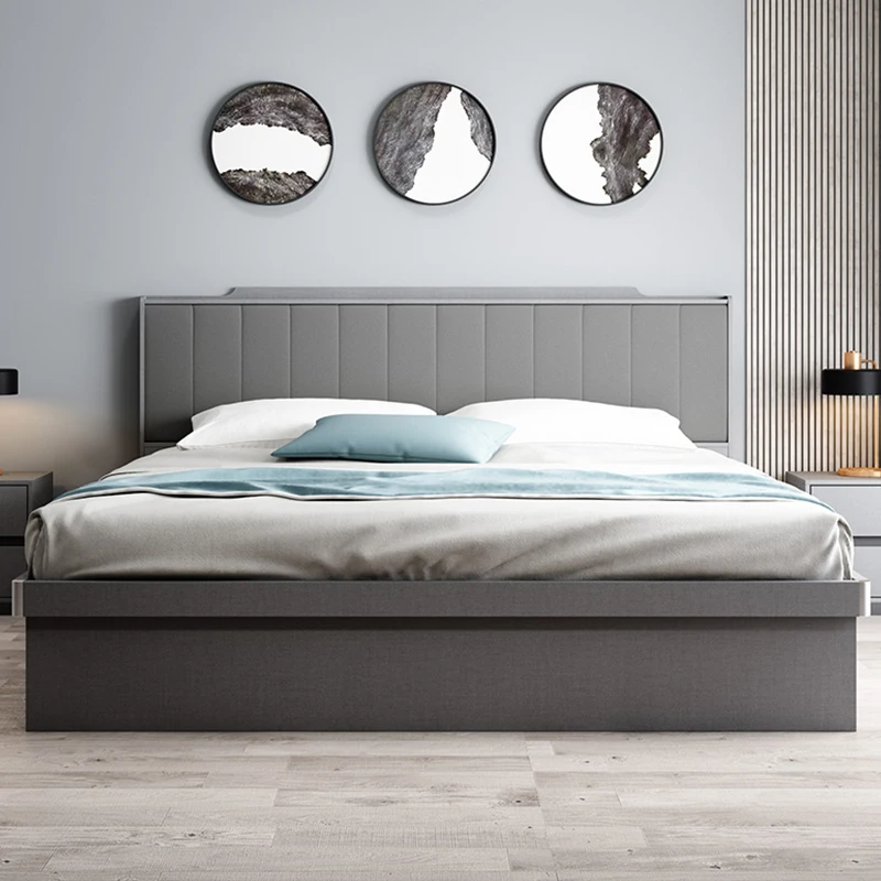 Light Luxury Air Pressure Storage Bed High Box Storage Bed Modern Simple 1.5 M 1.8 M Side Opening Master Bedroom Double Bed