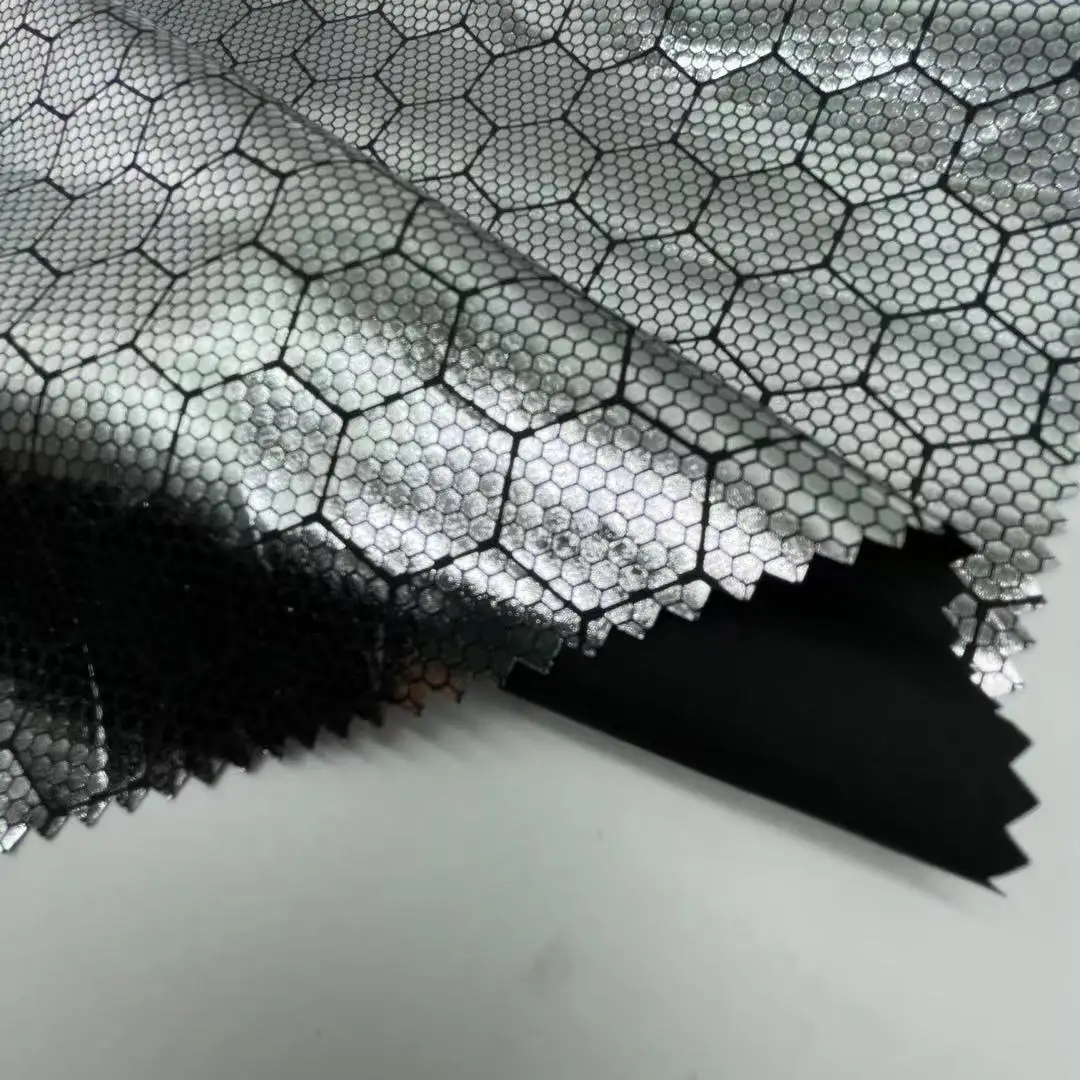 50D 300T foil ripstop print pongee fabric for Jacket lining