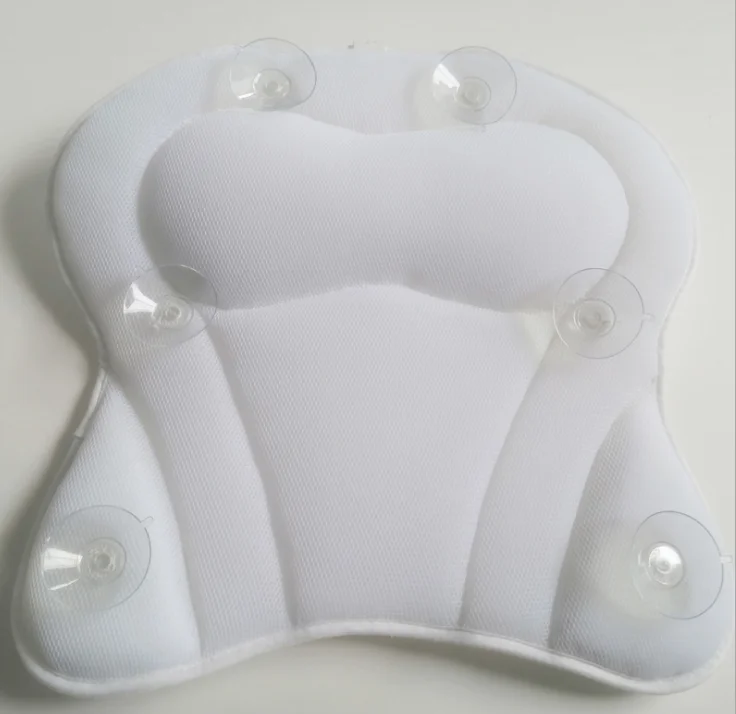 Factory Wholesale white bath pillow spa 3D mesh bath pillow with suction cup for tub in bathroom gel bath pillow