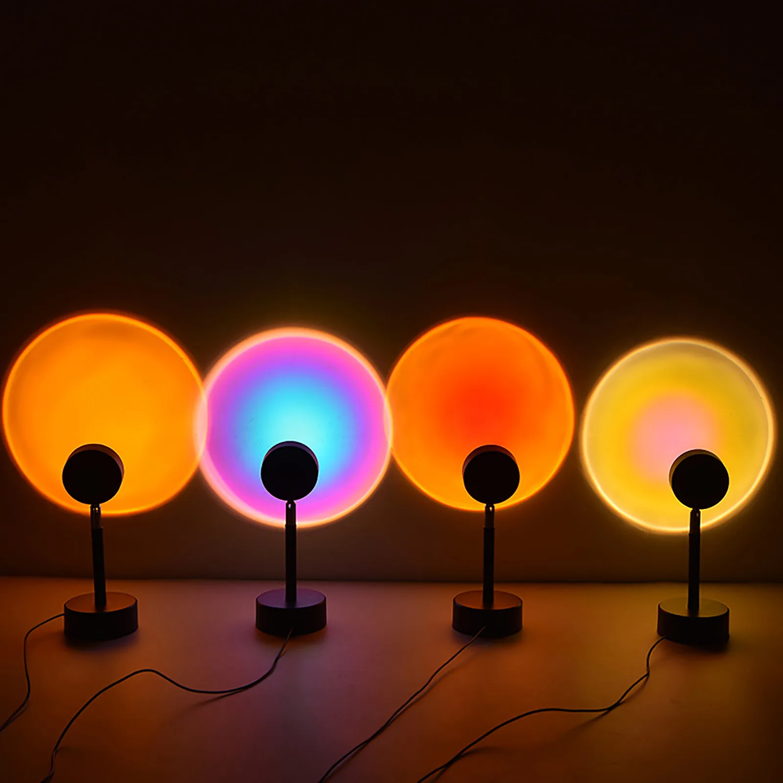 
Custom Modern Indoor The Eternal Table Floor Colorful Ambient Halo Usb Led Sunset Projector Lamp Light 