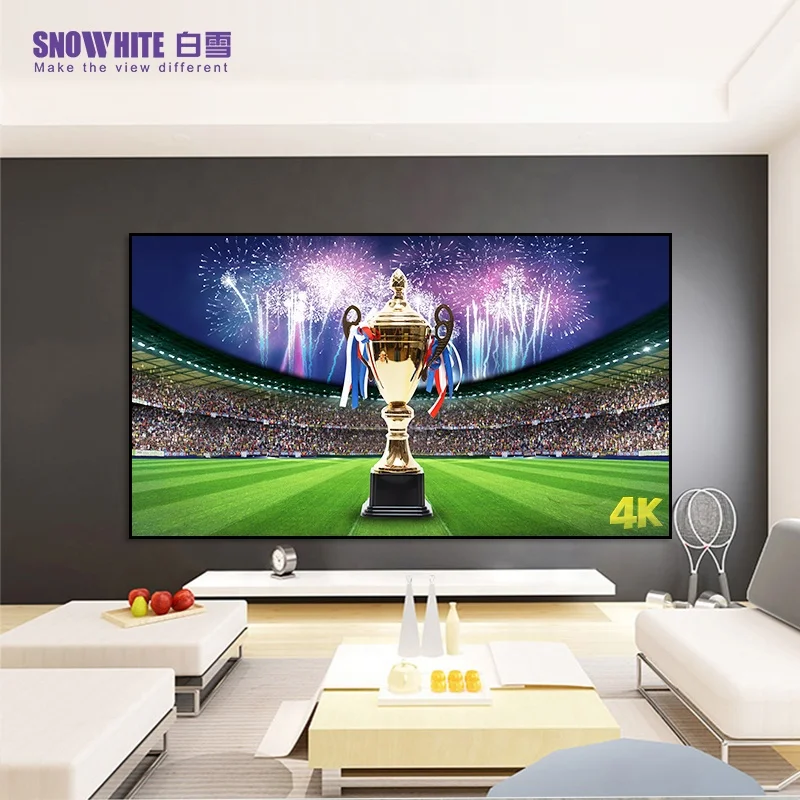 SNOWHITE 80 100 120 150 дюймовый alr экран для длинного проектора, Черный Алмазный экран проекции с фиксированной рамкой, экран проектора