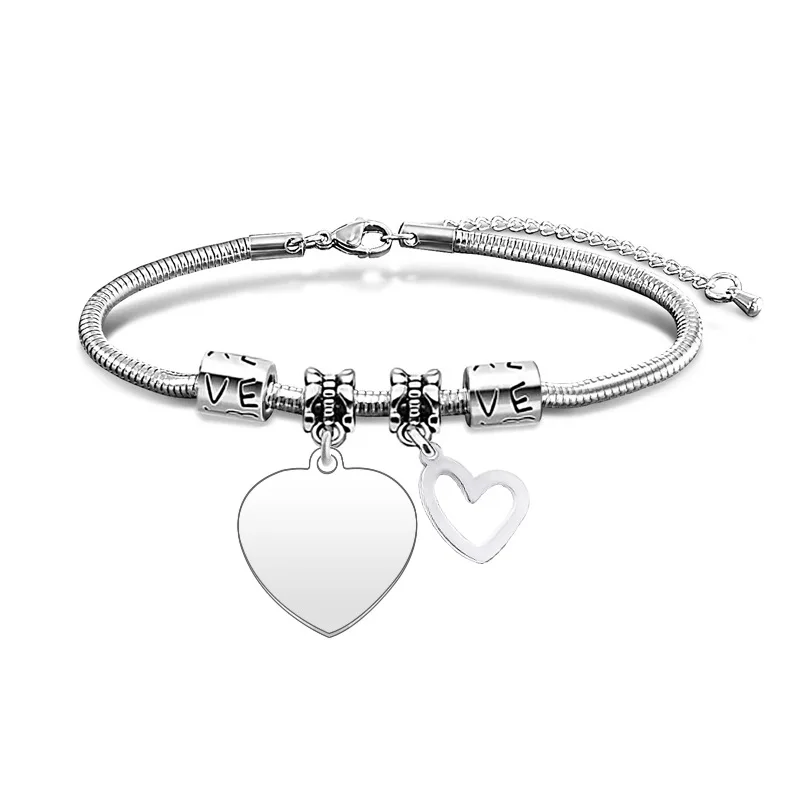 Snake bone bracelet custom advertising logo custom holiday gifts Holiday gifts engraved stainless steel heart-shaped bracelet