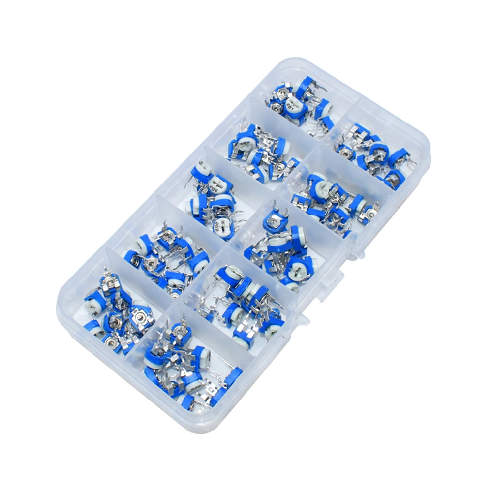 10 Kinds Of 100 (100R - 1M) RM065 Blue And White Adjustable Resistor 6MM Sorting Kit