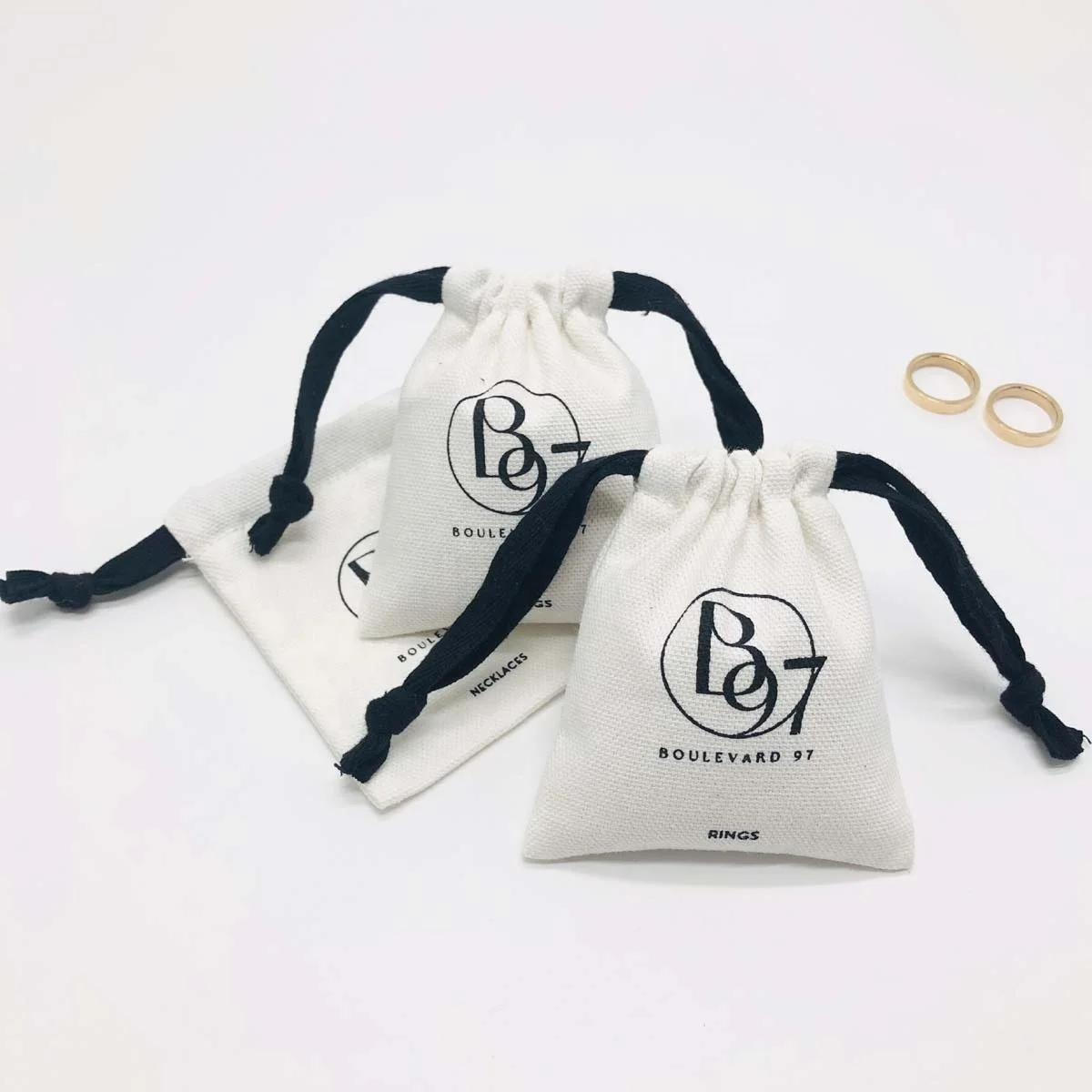Reusable Mini pouch custom logo White Cotton Jewelry Gift Pouch With Drawstring Cotton Drawstring Dust Bags