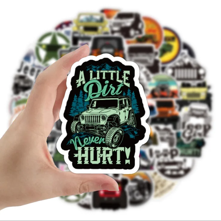 50PCS Car Motor Bottle Stickers Set PVC Adhesive Graffiti Sticker Pack Jeep Vehicle Cross Country Camping Sticker Travelling