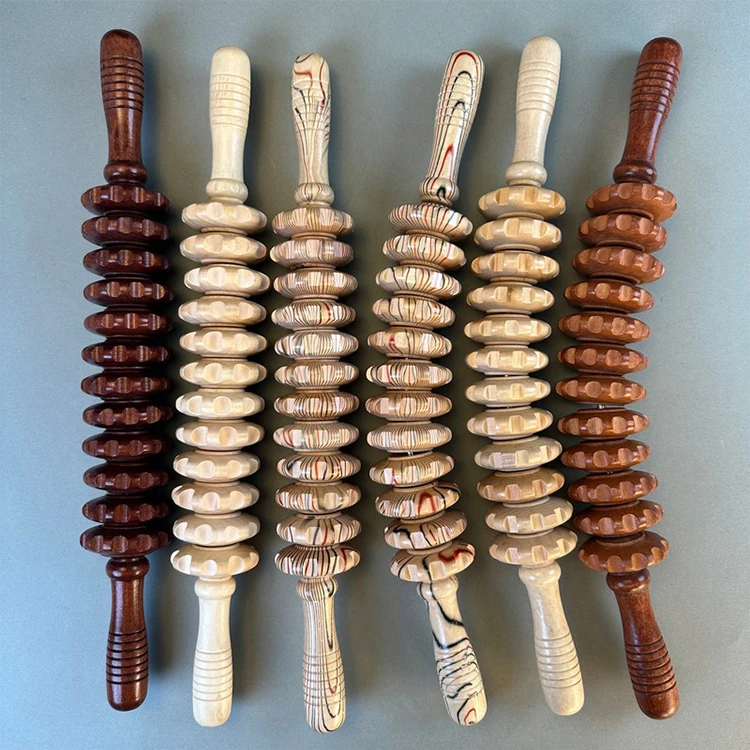Beech Wooden Massage Roller Stick Thin Body Lumbar Cervical Spine Back Shoulder Leg Wooden Meridian Fitness Tool