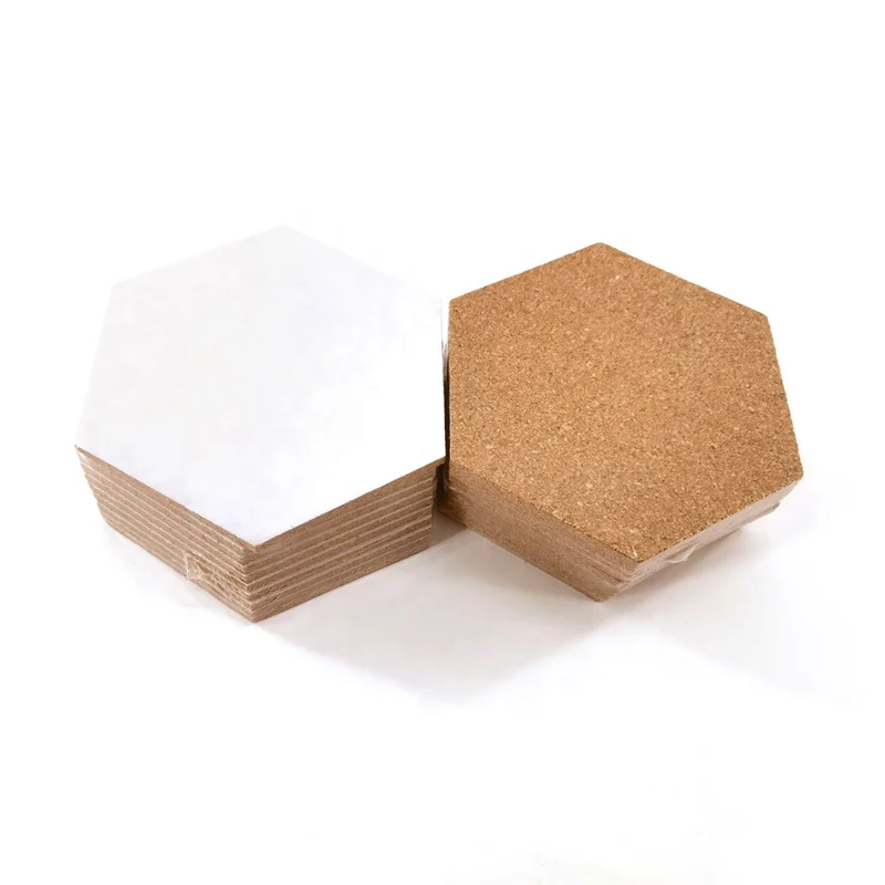 custom 10 pack Full Sticky Back Self-Adhesive Hexagon Cork Board for decoration Bulletin Message Cork Sheet Tiles Board