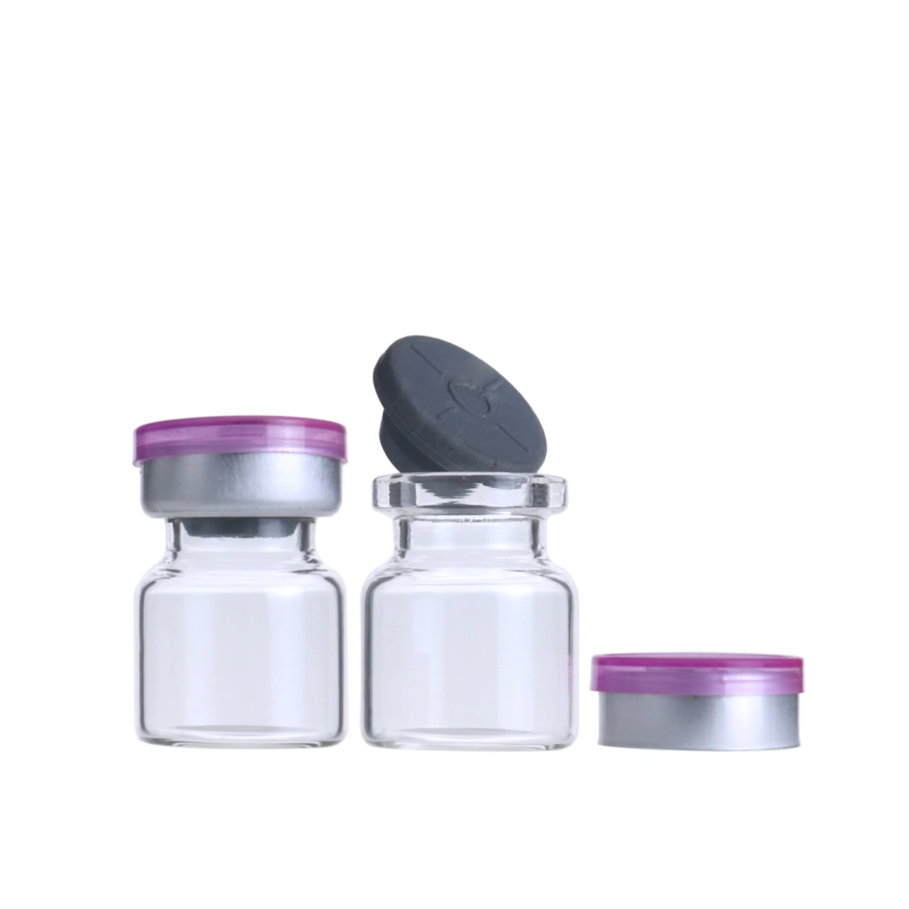 LOW MOQ Amber clear medicine apothecary glass vial injection 2ml 3 ml homeopathic bottle with bottle cap