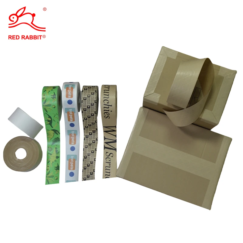 Custom LOGO eco-friendly degradable kraft paper tape water activated reinforced kraft tape factory