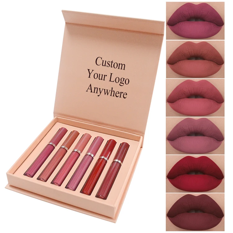 Lip Tint Non-Stick Makeup Custom Logo Lipgloss Set Long Lasting Matte Lip Gloss Private Label Liquid Lipstick Set