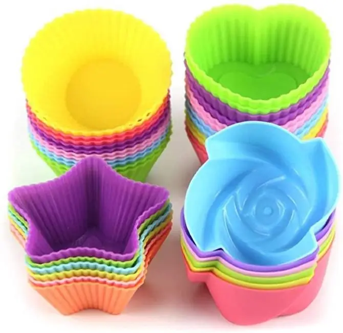 Silicone Cupcake Liners Baking Cups Non-Stick Jumbo Reusable Muffin Molds Bento Bundle Lunch Box Dividers