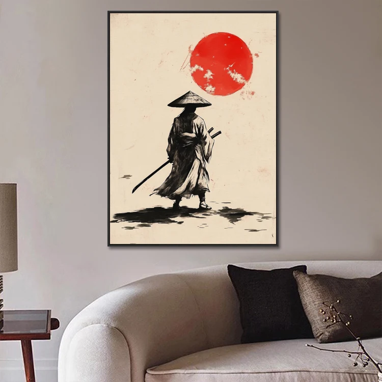 Wall Hanging Ink Figure Canvas Prints Abstract Retro Decorative Painting Asian Samurai Japanese Art