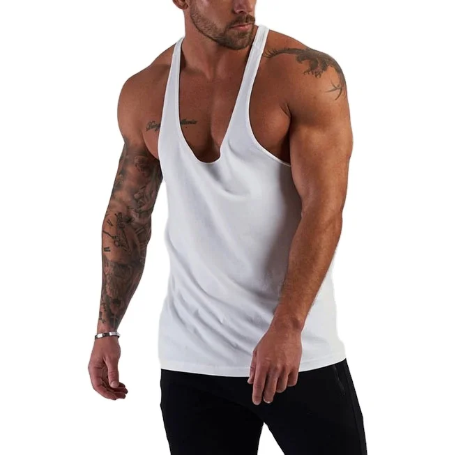 OEM custom logo new design Mens Vest Wholesale Bodybuilding muscle Stringer Tank Top for Gym fitness