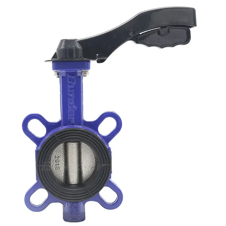 Bundor DN50 PN16 ductile iron body disc butterfly valve ansi Soft Seal Wafer type Aluminum butterfly valve