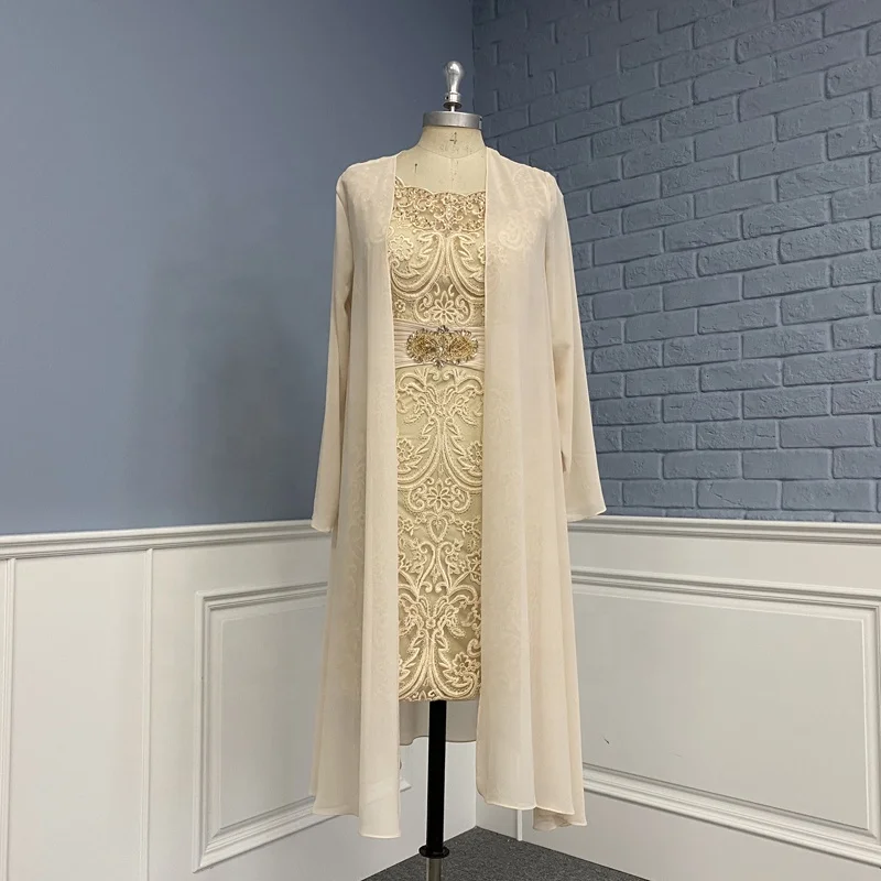 Custom Made Short Women Wedding Party Dress 2 Pieces Lace Mother of Bride Dress