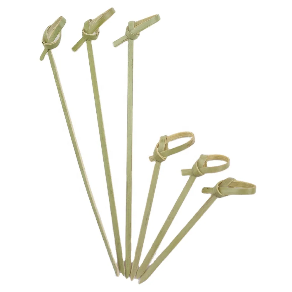 Green color food safe knotted looped skewer for bar  meal usage