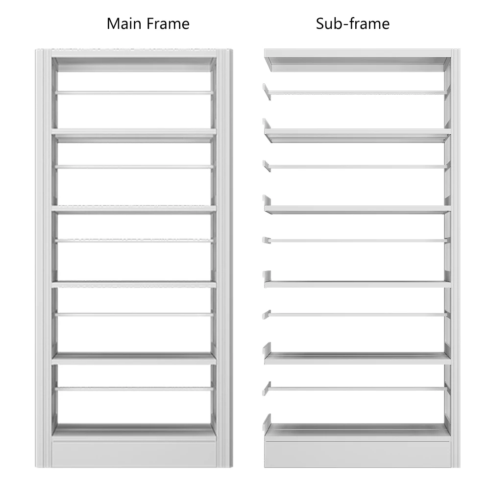 Customized Modern Metal Steel Library Bookcase 5 pcs Adjustable Layers Library Bookshelf Furniture