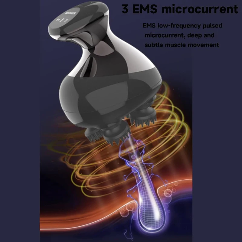 Rechargeable Waterproof Handheld Massager for Deep Clean and Stress Relief Scalp Massager