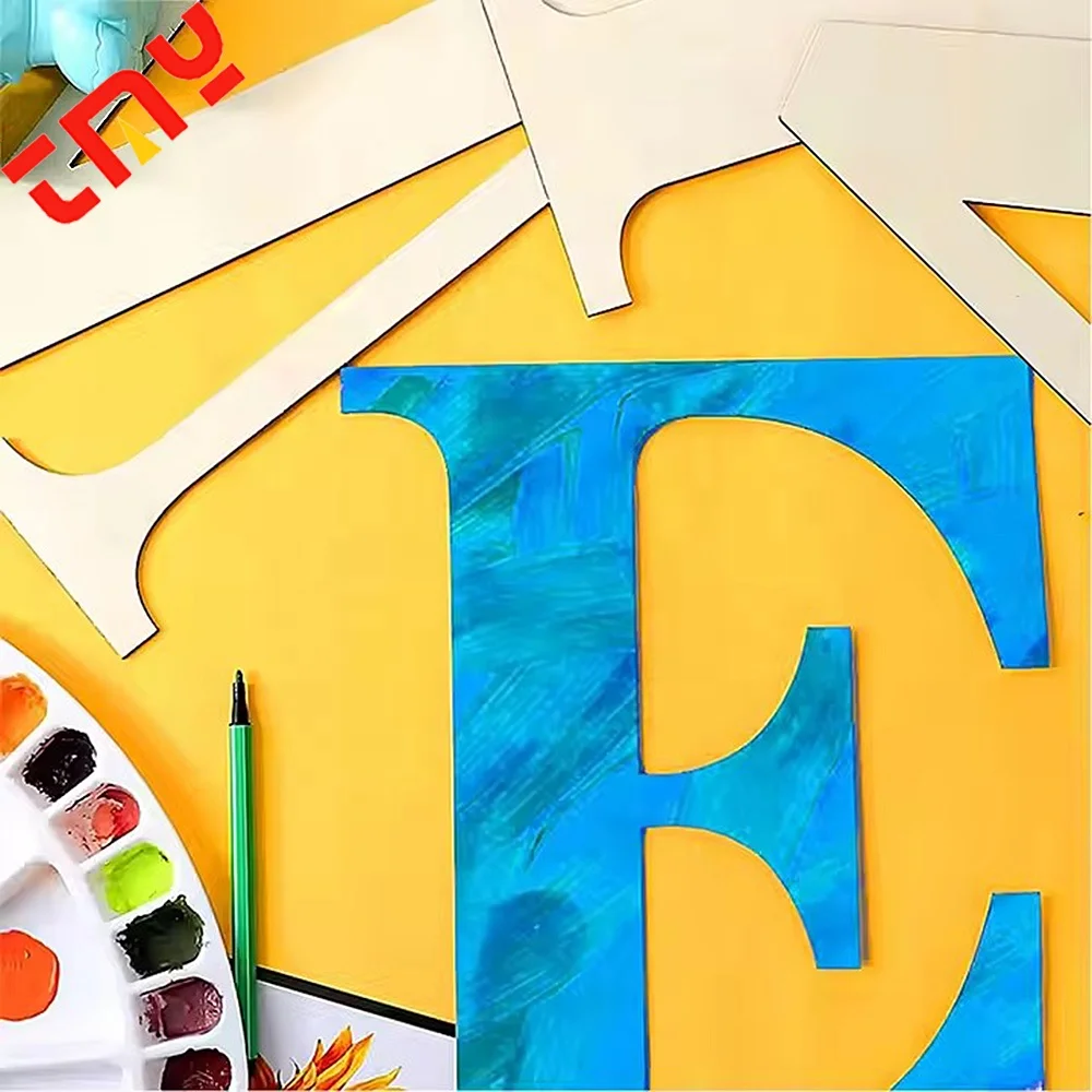 Laser Cut Decorative Number Wood Craft Unfinished 3D Large Wooden Alphabet Letters For Wall Decor