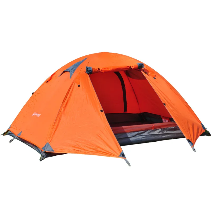 Factory direct outdoor tourism three people wear pol type simple tent Storm proof double aluminum pol camping tent