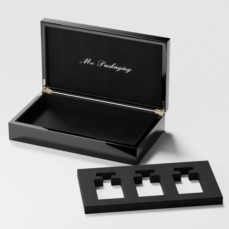 Custom Design Creative Luxury Piano Mdf Lacquer Packaging  Gift Box Empty Perfume 100ML Bottle Arab Leather Wooden Perfume Box