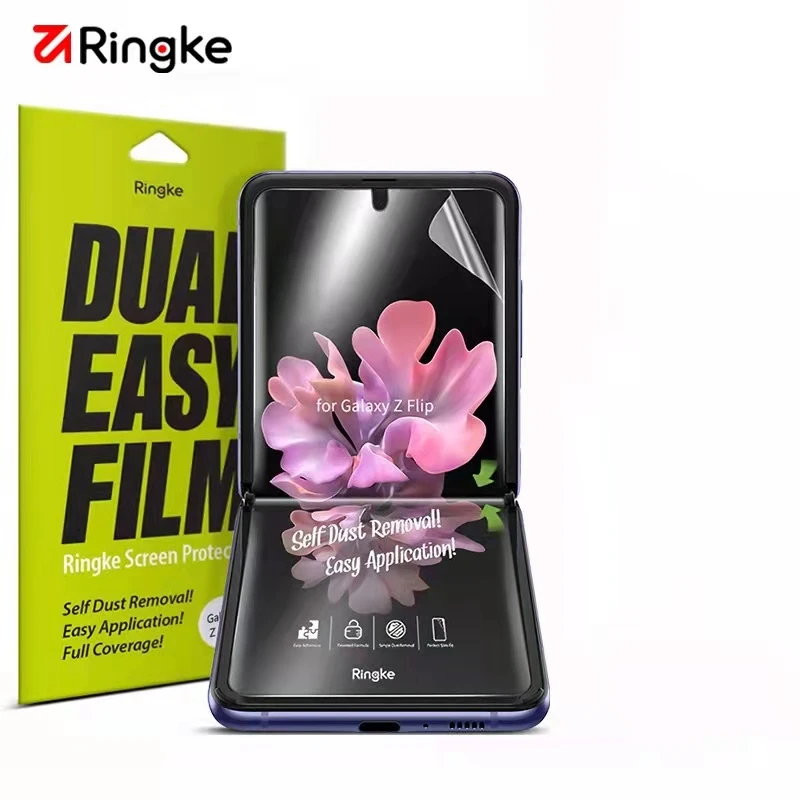 Ringke High Quality Screen Protector Mobile Phone Film for Samsung Galaxy Z Flip Folding Tempered Water Gel Film Front & Rear HD