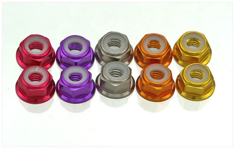 Colorful Aluminum Alloy Hex Flange Nut Nylon Anti-loosening Nut DIN6926 Colored Flange Nut M2 - M8