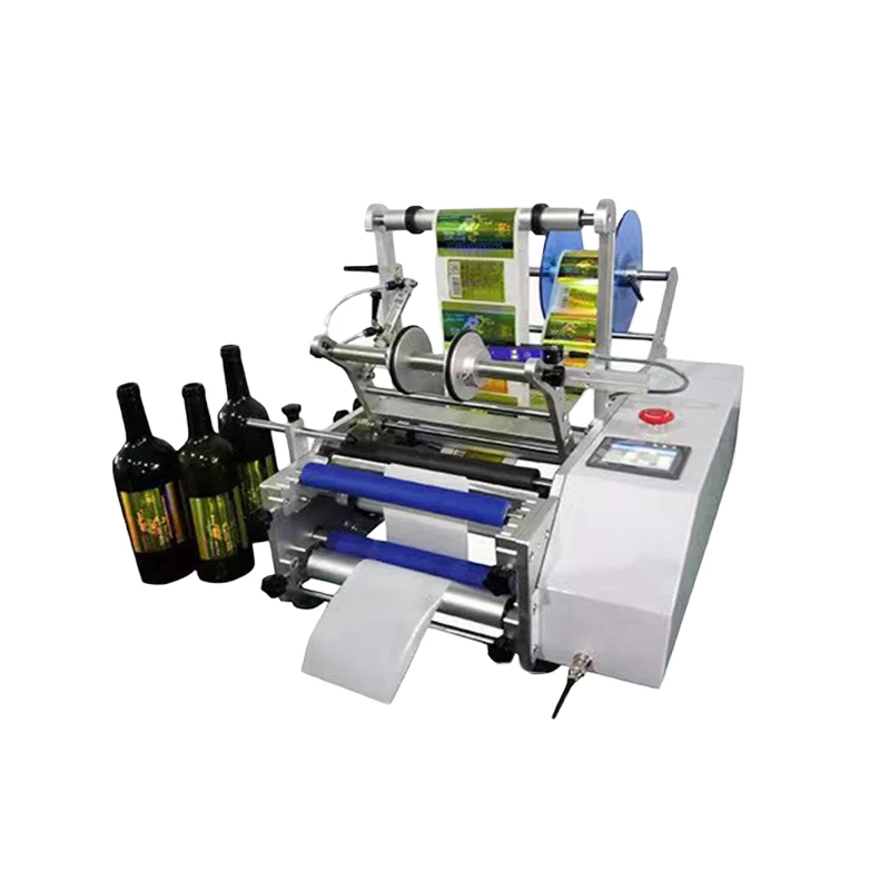 Semi Automatic Tabletop Adhesive Label Applicator Wine Round Bottle Sticker Labeling Machine