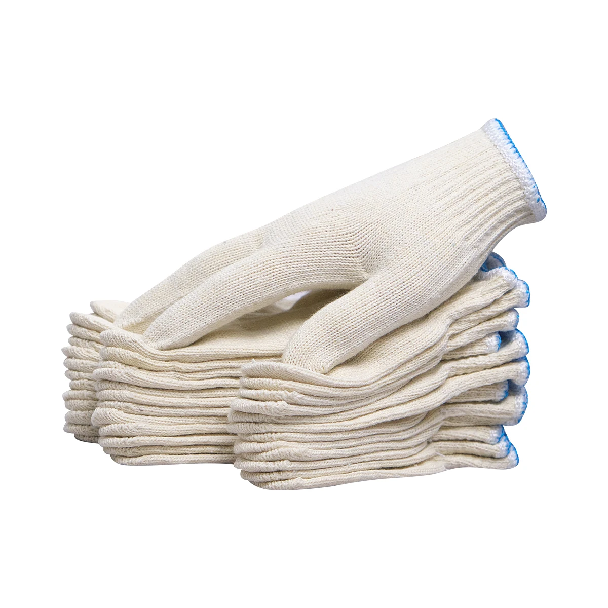China Factory Custom Protective Labor Hand White Yellow yarn Glove South Korea Cotton Knitted Work Safety Gloves