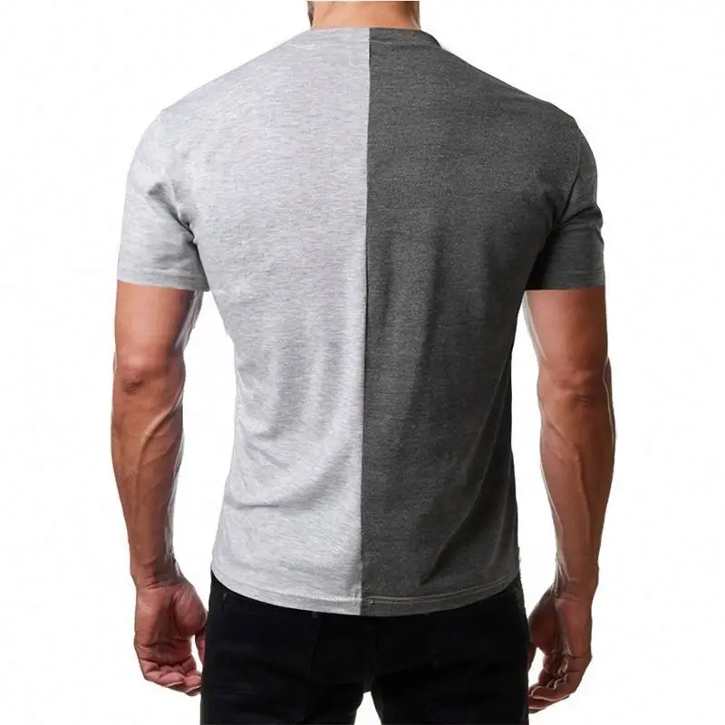 Custom Mens Split Two Tone Color Block Half Black Half White T Shirt