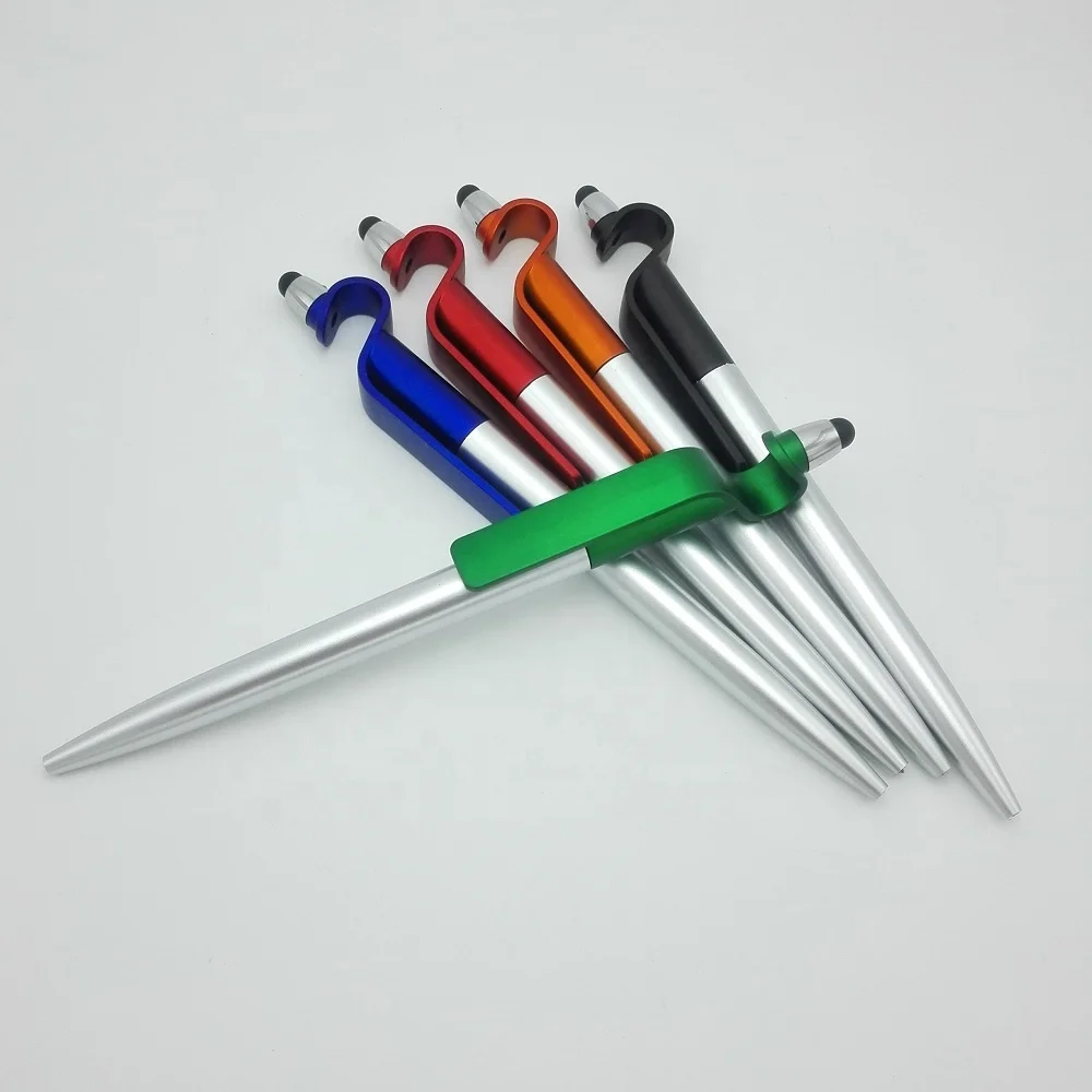 customizable Phone Holder function Plastic free promo gift custom stylus pen with LOGO printing on clip