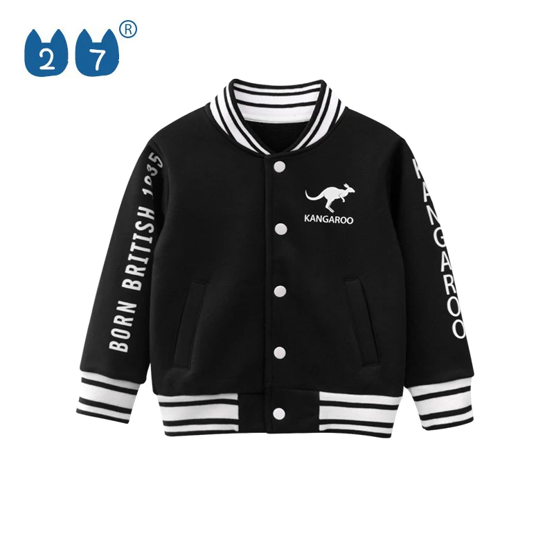 Fashion Black Kids Boys Hooded Fleece Jackets Children Clothing Little Boys Jackets