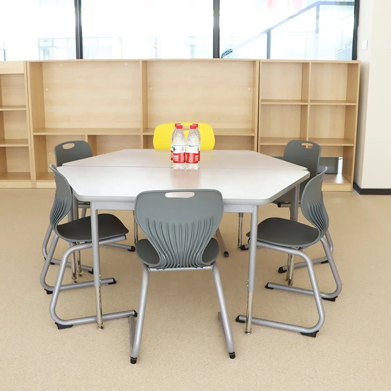 12 Seater Mobile MDF Core Folding School Canteen Table And Chair For Cafeteria with HPL Surface