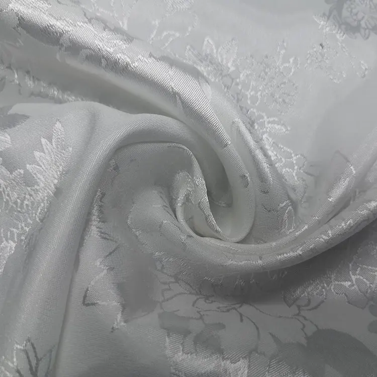 Cheap price woven floral jacquard polyester satin print fabric