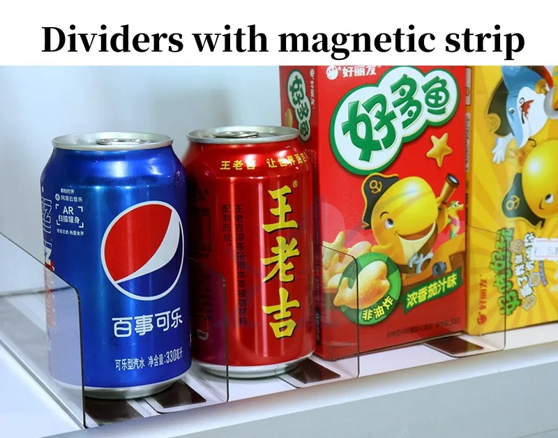 Retail Clear Plastic Divider Shelf L-Shape PVC Dividers For Metal Shelves with Magnetic trip